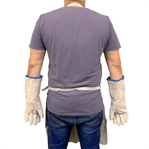 Avental Raspa Couro Soldador S/ Emenda + 1 Par De Luvas Epi - MIK Imagem de Avental Raspa Couro Soldador S/ Emenda + 1 Par De Luvas Epi