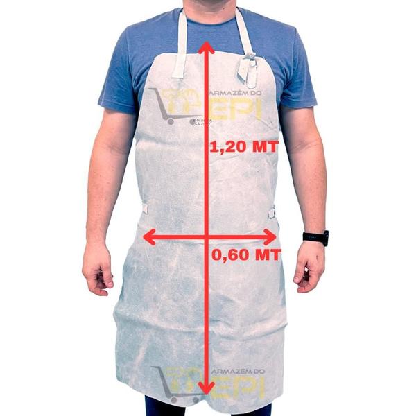 Avental Raspa Couro Soldador S/ Emenda + 1 Par De Luvas Epi - MIK Imagem de Avental Raspa Couro Soldador S/ Emenda + 1 Par De Luvas Epi