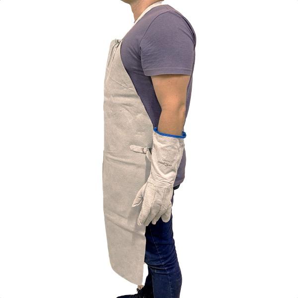 Avental Raspa Couro Soldador S/ Emenda + 1 Par De Luvas Epi - MIK Imagem de Avental Raspa Couro Soldador S/ Emenda + 1 Par De Luvas Epi