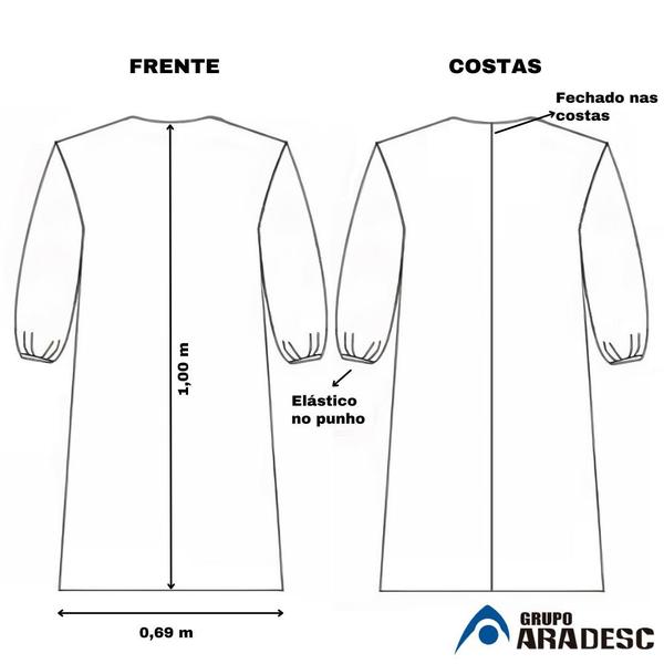 Imagem de Avental TÚNICA Descartável Manga Longa TNT 40 gramas Aradesc 5 UNI