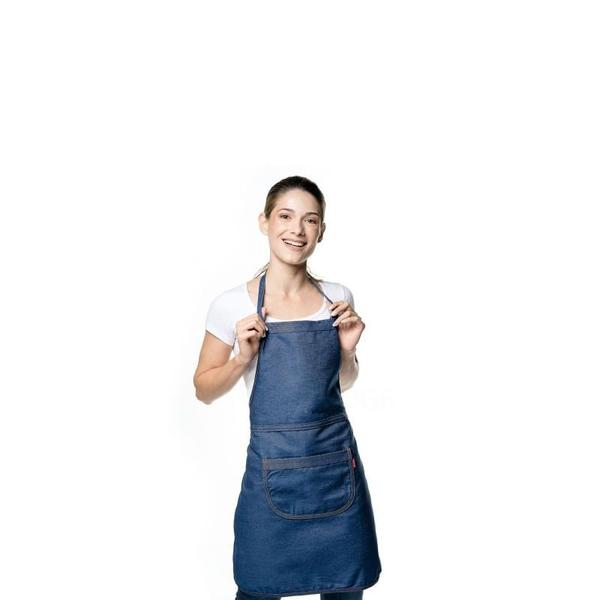 Avental Unisex em Jeans - Azul - Algodão - Feito no Brasil - Utensilios do Chef Imagem de Avental Unisex em Jeans - Azul - Algodão - Feito no Brasil