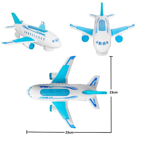 Imagem de Avião Airbus Grande Musical que Anda Luzes Sons Bate e Volta Brinquedo Infantil