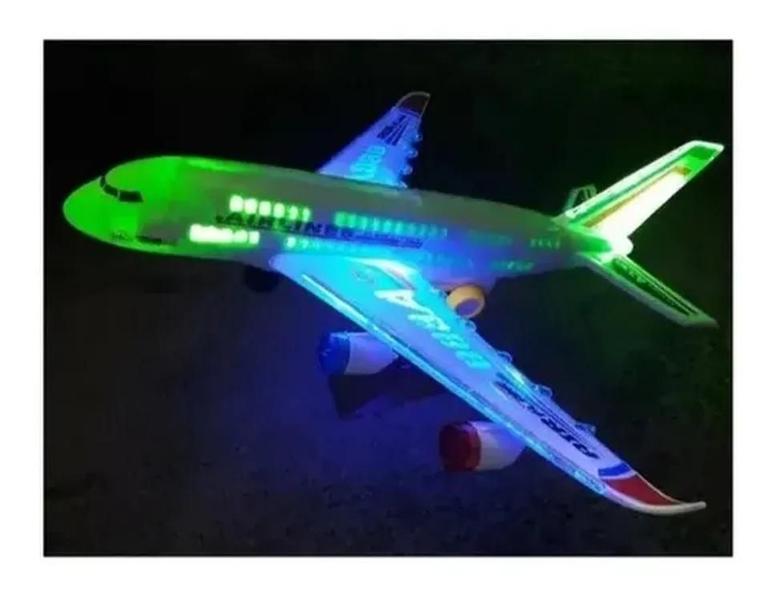 Imagem de Avião Brinquedo Bate E Volta Com Som, Luzes e Suporte