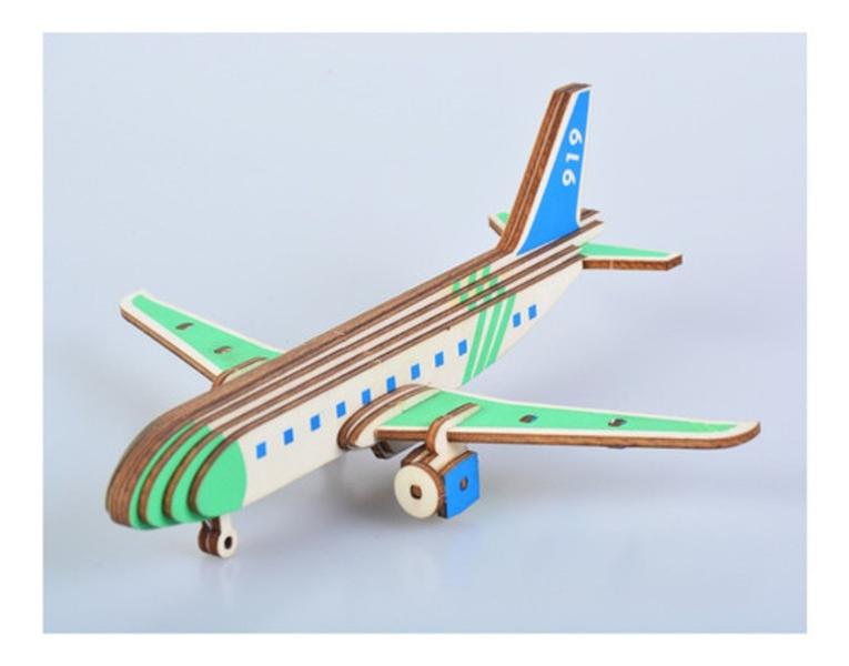 Imagem de Avião Comercial Airliner Quebra Cabeça 3d. Miniatura Em Mdf