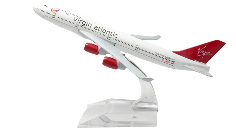 Imagem de Avião Comercial Boeing 747 Virgin Atlantic - Miniatura de Metal 16 cm