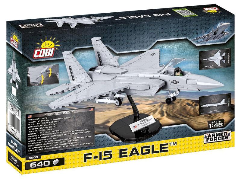 Imagem de Avião de Caça Americano F-15 Eagle - Blocos de Montar 640 Peças - Armed Forces - COBI