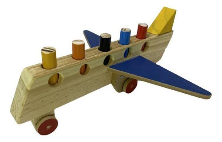 Imagem de Avião De Madeira Com Pinos - Brinquedo Infantil Educativo