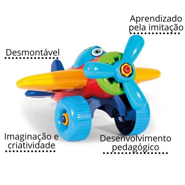 Imagem de Aviao didatico desmontal aeronave brinquedo desenvolvimento pedagogico poliplac