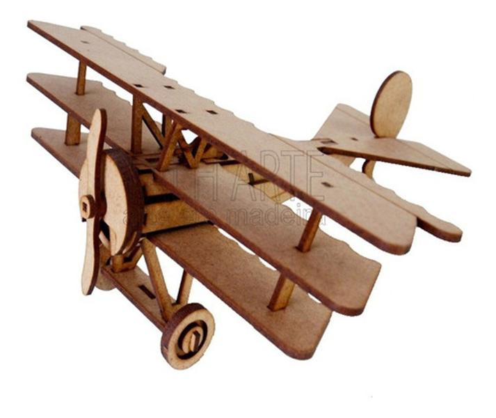 Imagem de Avião Fokker Triplane. Quebra Cabeça 3d. Miniatura Em Mdf.