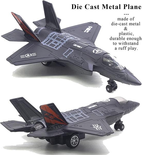 Imagem de Avião militar modelo de aeronave de ataque F-35 - metal fundido sob pressão, pull-back, luzes e sons