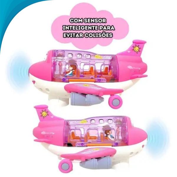 Imagem de Avião Musical Rosa Feminino Educativo Infantil Interativo Com Luzes Entrega Imediata Alta Qualidade Presente Ideal