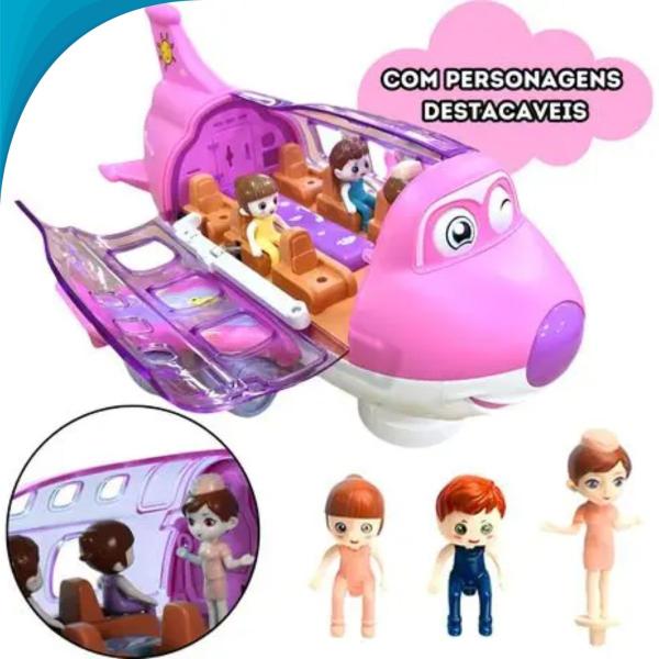 Imagem de Avião Musical Rosa Feminino Educativo Infantil Interativo Com Luzes Entrega Imediata Alta Qualidade Presente Ideal