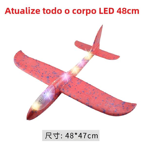 Imagem de Avião Planador de Espuma LED 48cm - Brinquedo DIY para Crianças