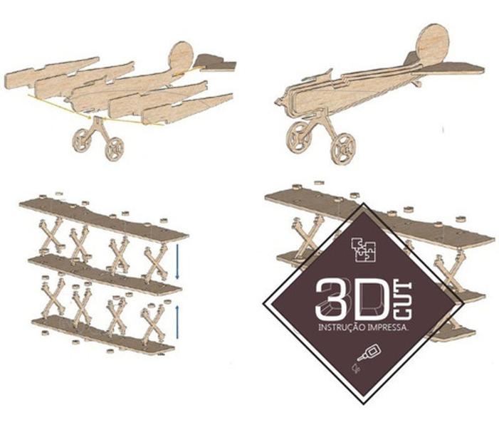 Imagem de Avião Triplane. Quebra Cabeça 3d. Miniatura Em Mdf