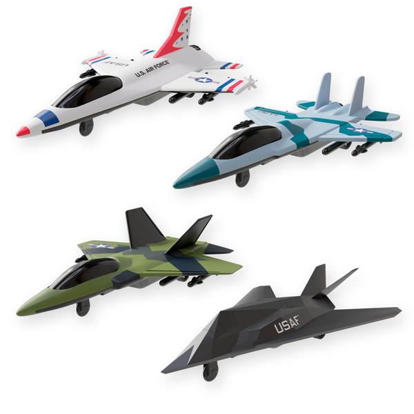 Imagem de Aviões Toy Jet Squadron Diecast, pacote com 4 unidades para crianças da Força Aérea dos EUA