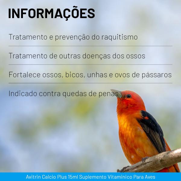 Imagem de Avitrin Calcio Plus 15ml Para Aves Suplemento Vitaminico 