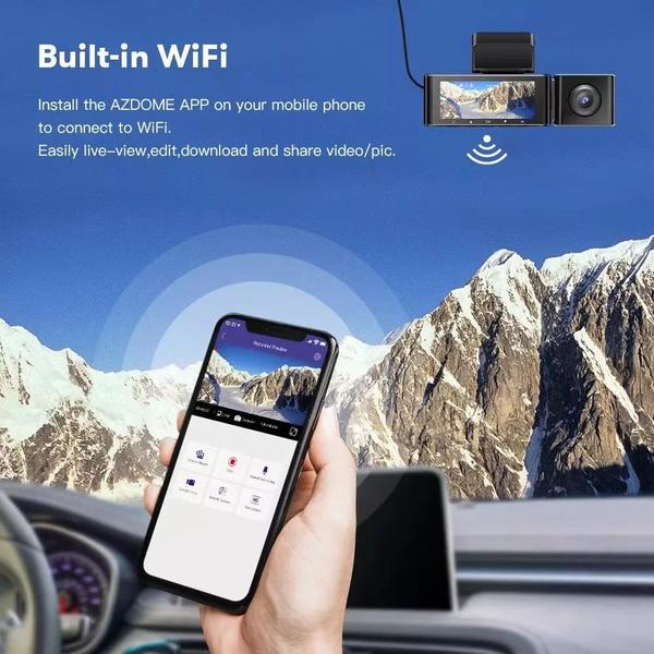 Imagem de Azdome M550 Pro Câmera Veicular 4k Gps Para Uber/99  cartão 64Gb e com Kit 24h 