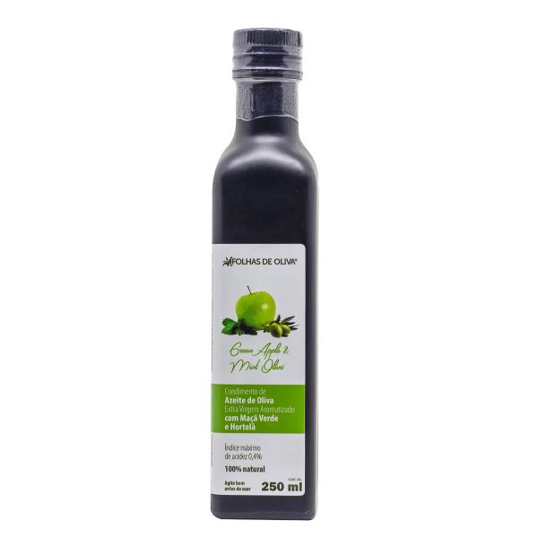 Imagem de Azeite de Oliva Extra Virgem Aromatizado Com Maçã Verde e Hortelã - Folhas de Oliva - 250 ml