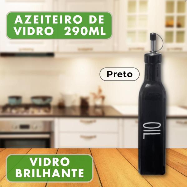 Imagem de Azeiteiro de Vidro Brilhante 290ml Garrafa Bico Dosador Inox