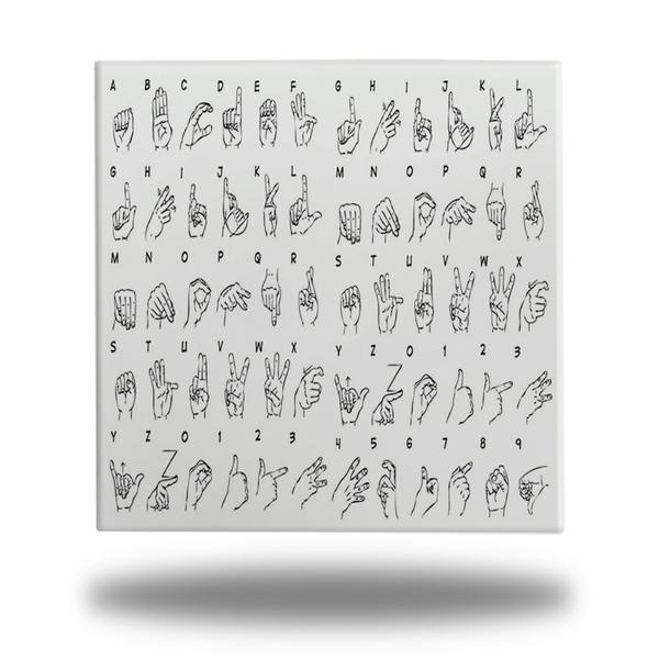 Azulejo Quadro Decorativo Sinais Libras 15x15cm + Suporte - RYLLO Imagem de Azulejo Quadro Decorativo Sinais Libras 15x15cm + Suporte
