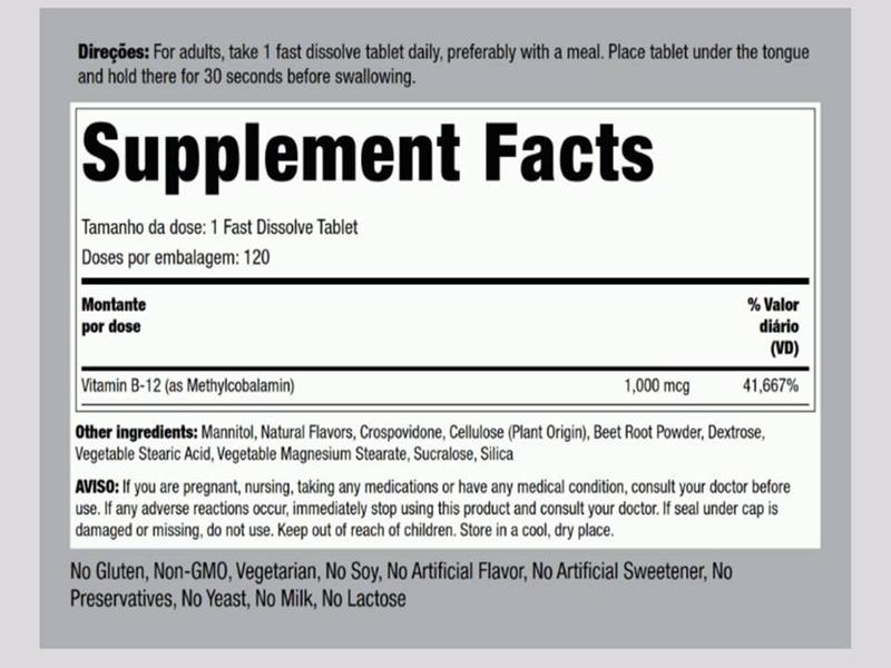 Imagem de B12 Ativa Metilcobalamina 1000mcg sublingual 120 tabletes
