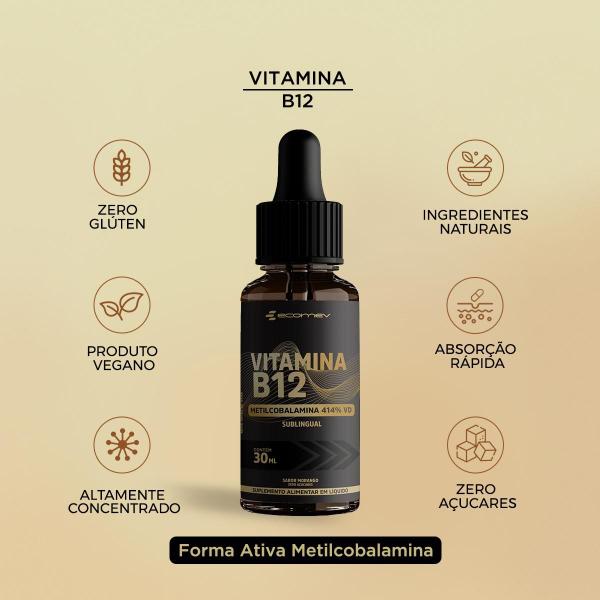 Imagem de B12 Metil (forma ativa) Gotas Sublingual 414%vd Vegana Sabor Morango 30ml