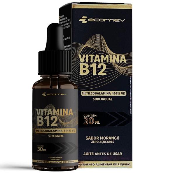 Imagem de B12 Metil Gotas Sublingual 414%vd (1 gota ao dia) Sabor Morango 30ml Ecomev