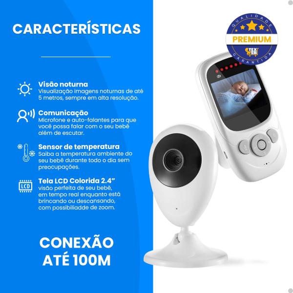 Imagem de Babá Eletrônica Baby Monitor LCD Colorido Câmera Noturna