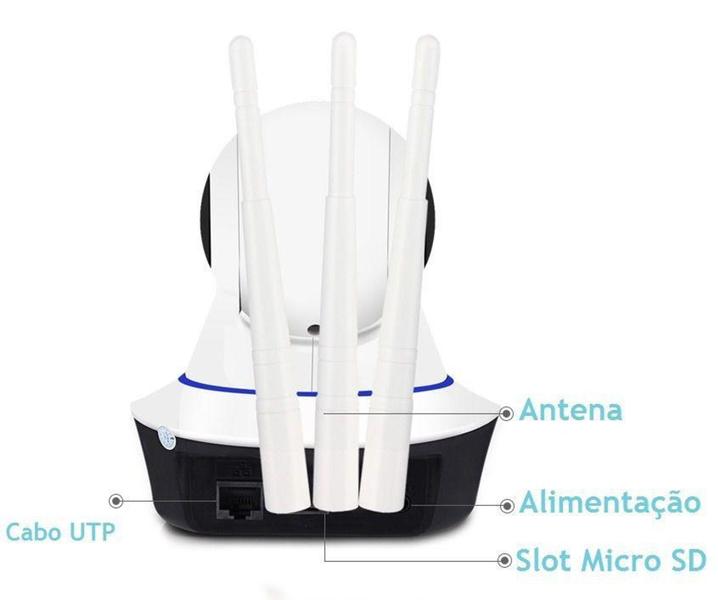 Babá Eletrônica Câmera Ip Wifi Visão Noturna S/fio 3 Antenas - Afc Imagem de Babá Eletrônica Câmera Ip Wifi Visão Noturna S/fio 3 Antenas