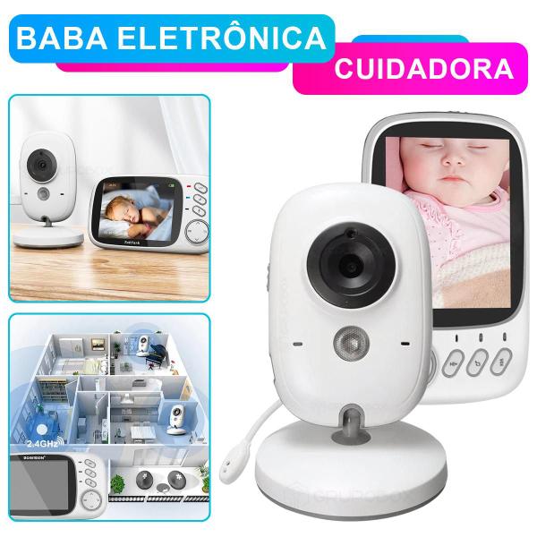 Babá Eletrônica Com Câmera e Monitor Digital Sem Fio Visão Noturna Sensor de Temperatura - BMAX Imagem de Babá Eletrônica Com Câmera e Monitor Digital Sem Fio Visão Noturna Sensor de Temperatura