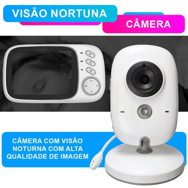 Babá Eletrônica Com Câmera e Monitor Digital Sem Fio Visão Noturna Sensor de Temperatura - BMAX Imagem de Babá Eletrônica Com Câmera e Monitor Digital Sem Fio Visão Noturna Sensor de Temperatura