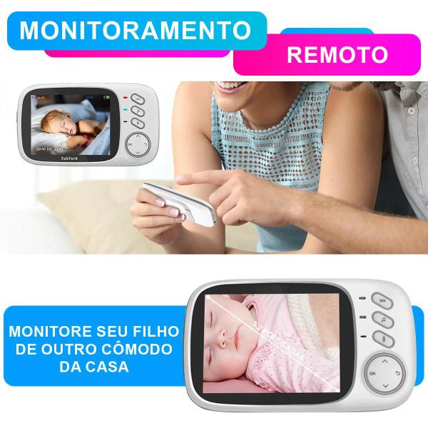 Babá Eletrônica Com Câmera e Monitor Digital Sem Fio Visão Noturna Sensor de Temperatura - BMAX Imagem de Babá Eletrônica Com Câmera e Monitor Digital Sem Fio Visão Noturna Sensor de Temperatura
