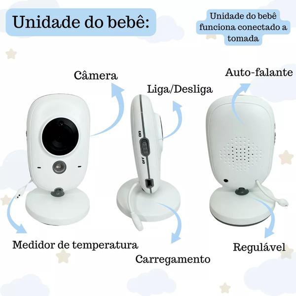 Babá Eletrônica Sem Fio Vídeo Voz E Visão Noturna C/ Monitor Bivolt Imagem de Babá Eletrônica Sem Fio Vídeo Voz E Visão Noturna C/ Monitor Bivolt