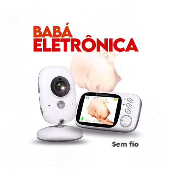 Babá Eletrônica Sem Fio Vídeo Voz E Visão Noturna C/ Monitor Bivolt Imagem de Babá Eletrônica Sem Fio Vídeo Voz E Visão Noturna C/ Monitor Bivolt