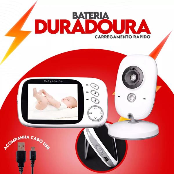 Babá Eletrônica Sem Fio Vídeo Voz E Visão Noturna C/ Monitor Bivolt Imagem de Babá Eletrônica Sem Fio Vídeo Voz E Visão Noturna C/ Monitor Bivolt