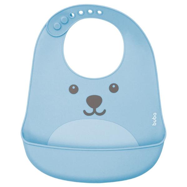 Imagem de Babador Ajustável de Silicone Com Cata Migalhas Azul Buba