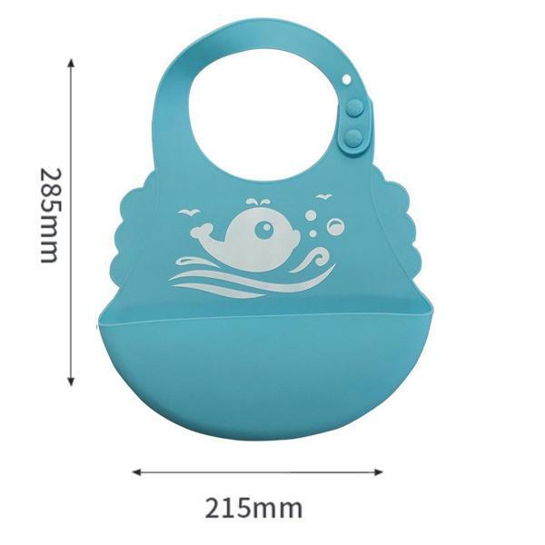 Imagem de Babador azul de silicone com bolso impermeavel bebe