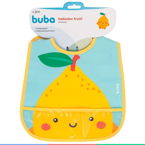 Imagem de Babador Bebê Impermeável com Bolso Coletor de Migalhas +3 Meses Frutti Buba