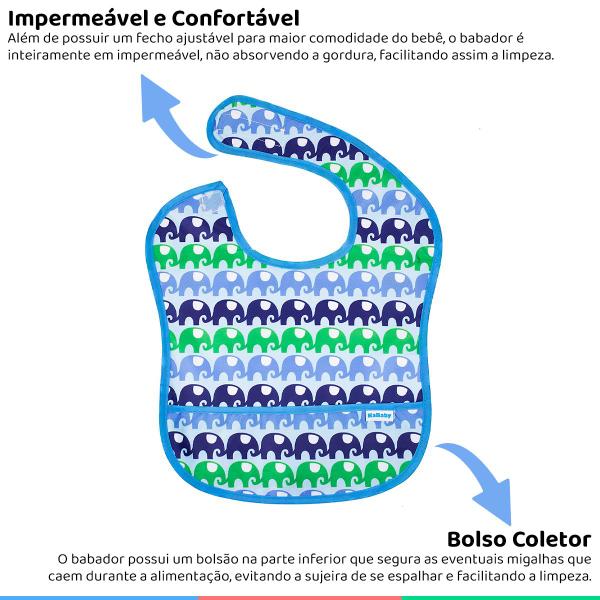 Imagem de Babador Bebê Impermeável com Bolso Coletor de Migalhas Infantil +6 Meses Kababy