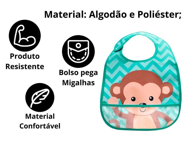 Imagem de Babador Bebê Impermeável Plástico Atoalhado Cata Migalhas