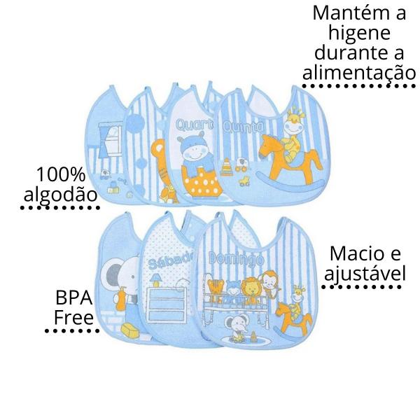 Imagem de Babador bebe impermeavel semaninha kit 7 unidades algodao