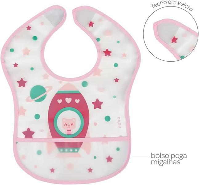 Imagem de Babador Buba Infantil com Pega Migalhas Impermeável Com Fecho- Buba Baby