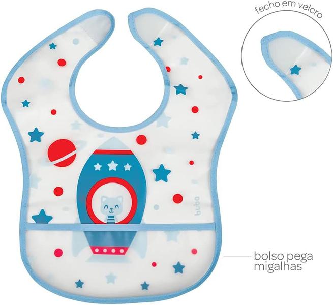 Imagem de Babador Buba Infantil com Pega Migalhas Impermeável Com Fecho- Buba Baby