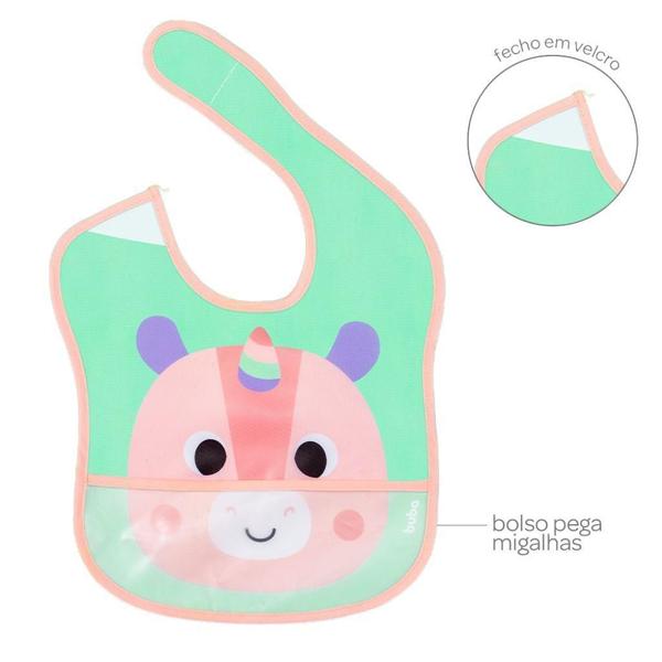 Babador Buboo Unicórnio Com Bolso Pega Migalhas 17076 Buba Imagem de Babador Buboo Unicórnio Com Bolso Pega Migalhas 17076 Buba