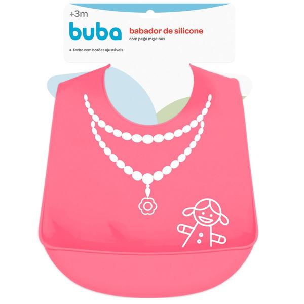 Imagem de Babador Colar Bebê Com Pega Migalhas Impermeável Silicone Rosa Buba