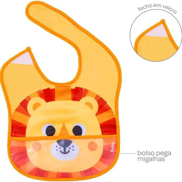 Babador com bolso bubazoo leao buba Imagem de Babador com bolso bubazoo leao buba
