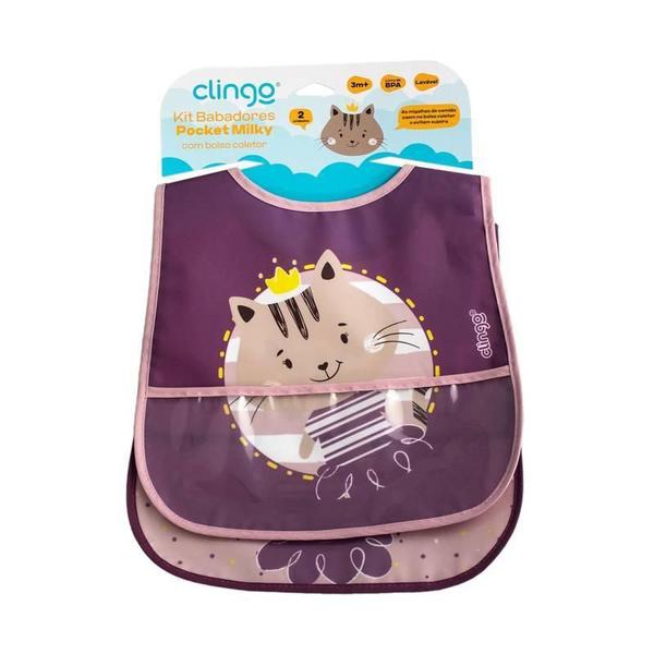 Imagem de Babador Com Bolso Coletor Milky - 2 Unidades - Clingo