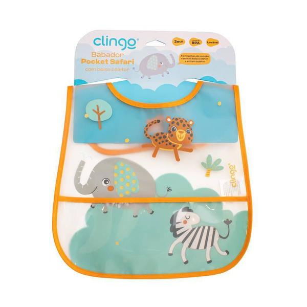 Babador com Bolso Coletor Safari - Clingo Imagem de Babador com Bolso Coletor Safari - Clingo