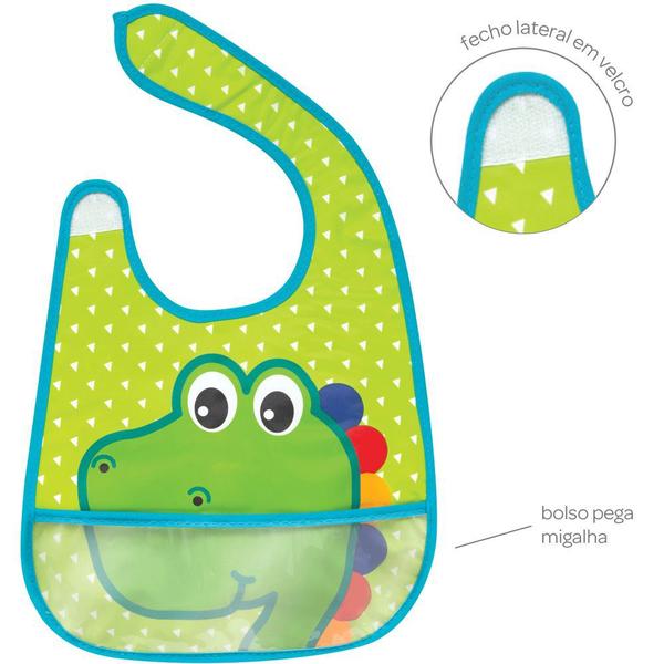 Imagem de Babador com Bolso Dino Cata Migalhas Impermeável Buba