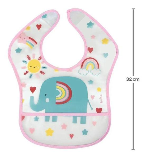 Babador Com Bolso Elefante Arco Iris Buba Imagem de Babador Com Bolso Elefante Arco Iris Buba